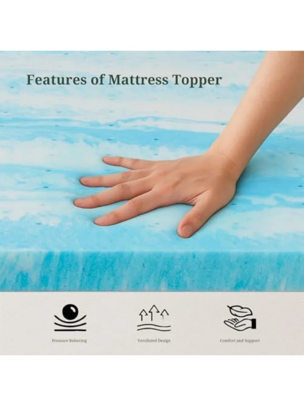 3-Inch Ventilated Gel Memory Foam Mattress Topper for Ultimate Comfort & Support